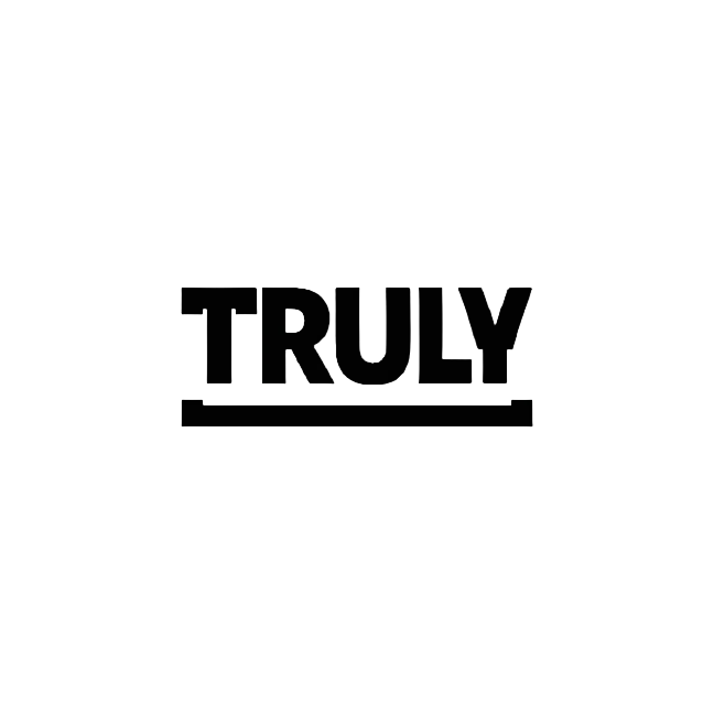 Photo of a the Truly logo on a white background