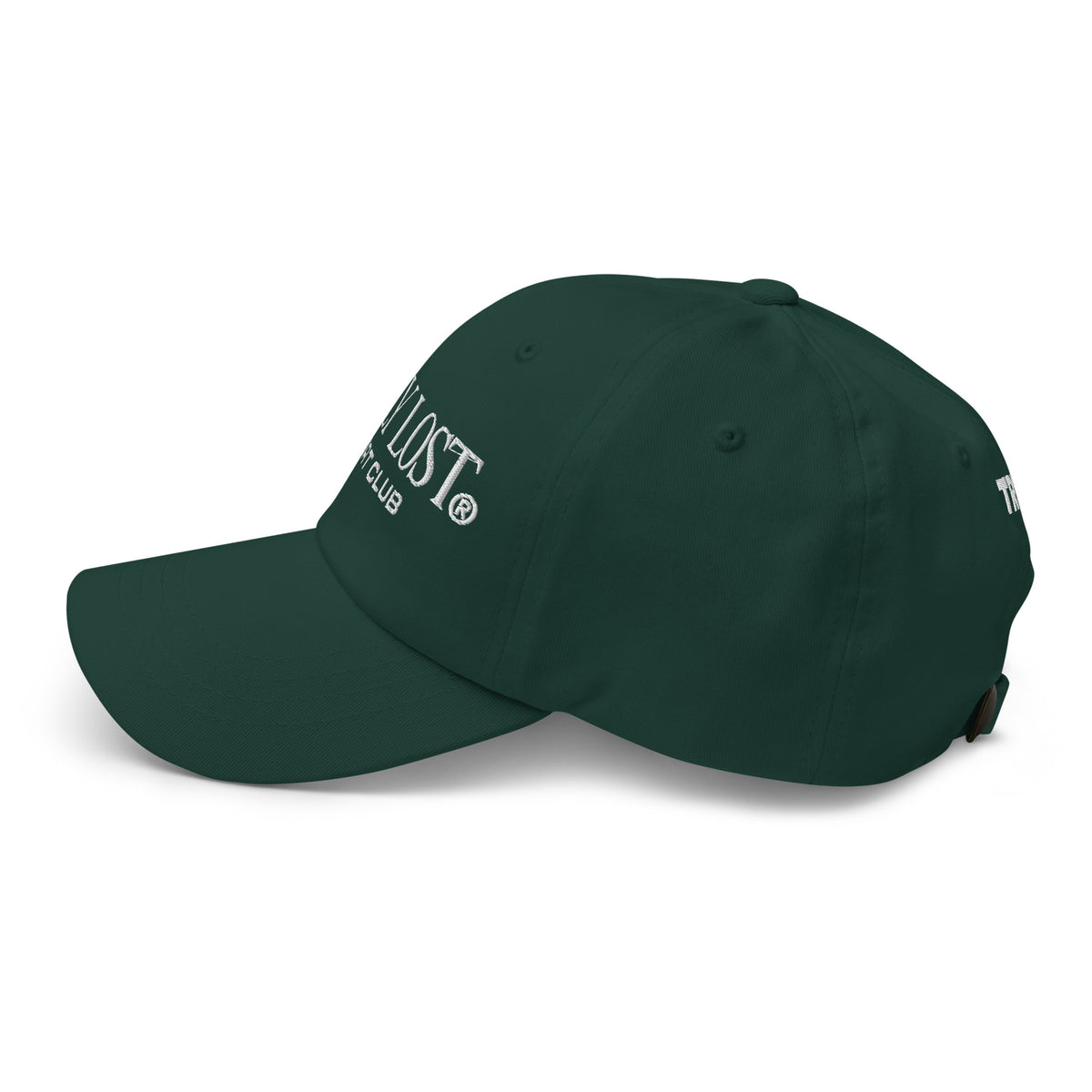 Green cap with white text on a white background